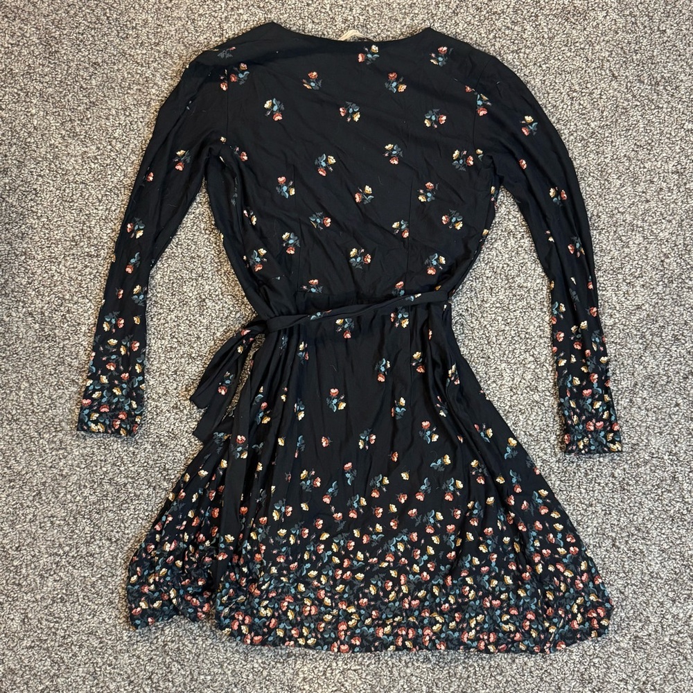 LOFT Black Floral Long Sleeve Dress - Picture 7 of 7